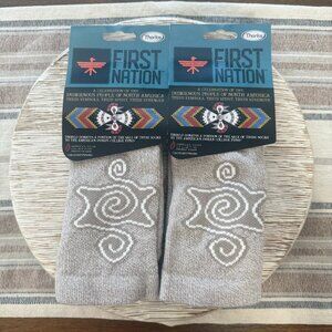 Thorlos First Nation Bundle 2 Crew Socks Unisex Medium Beige Khaki Over Calf New